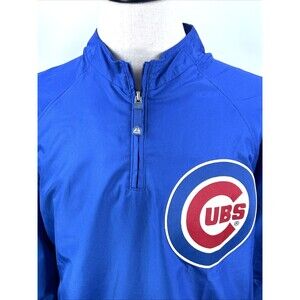 Majestic Authentic Chicago Cubs Cool Base Mens XLarge Windbreaker 1/4 Zip Jacket